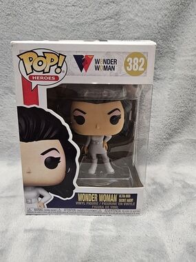Funko Pop! Wonder Woman in White Outfit with Black Hair and Pink Eye Makeup